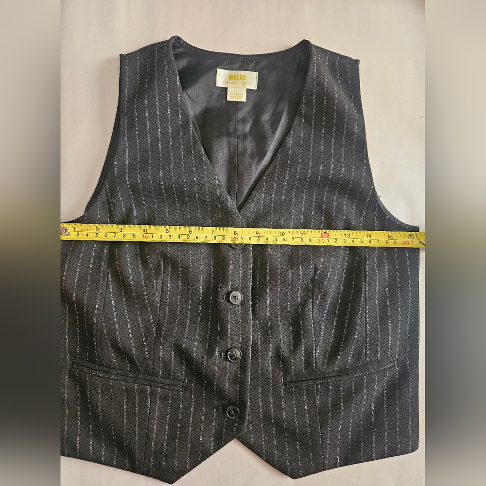 Mave Metallic Striped Vest Blk Slvr XS Excellent Condition Anthropologie - Picture 9 of 11